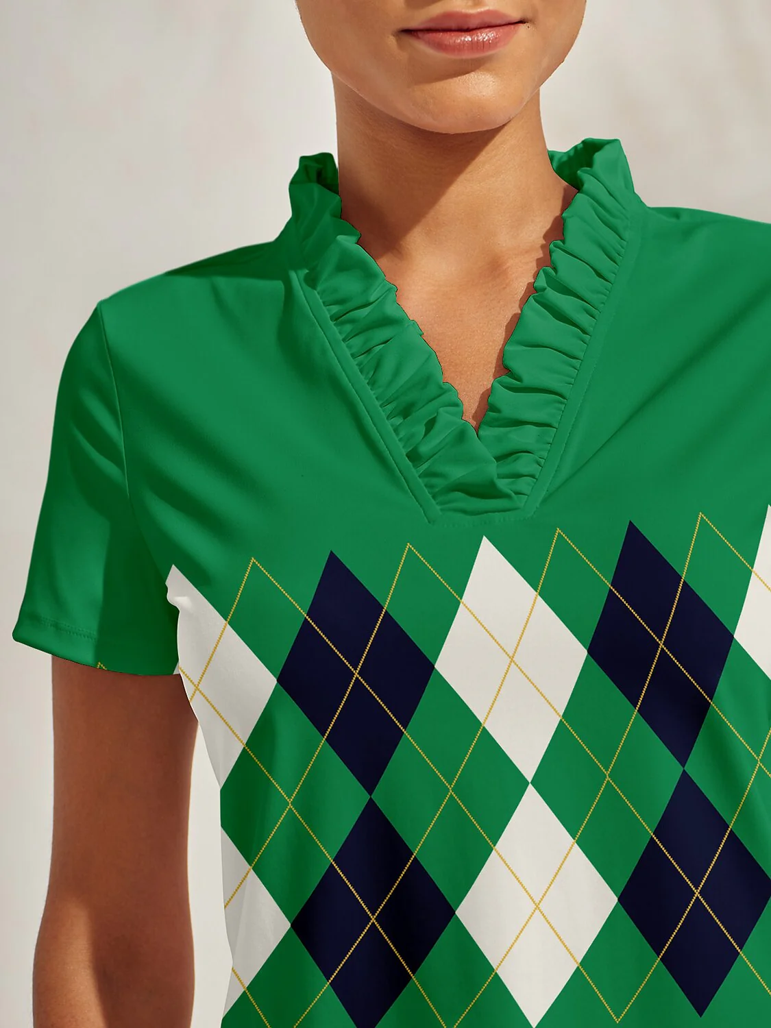 Not So Classic Ruffle V-Neck Polo Top UPF50+ - Image 3