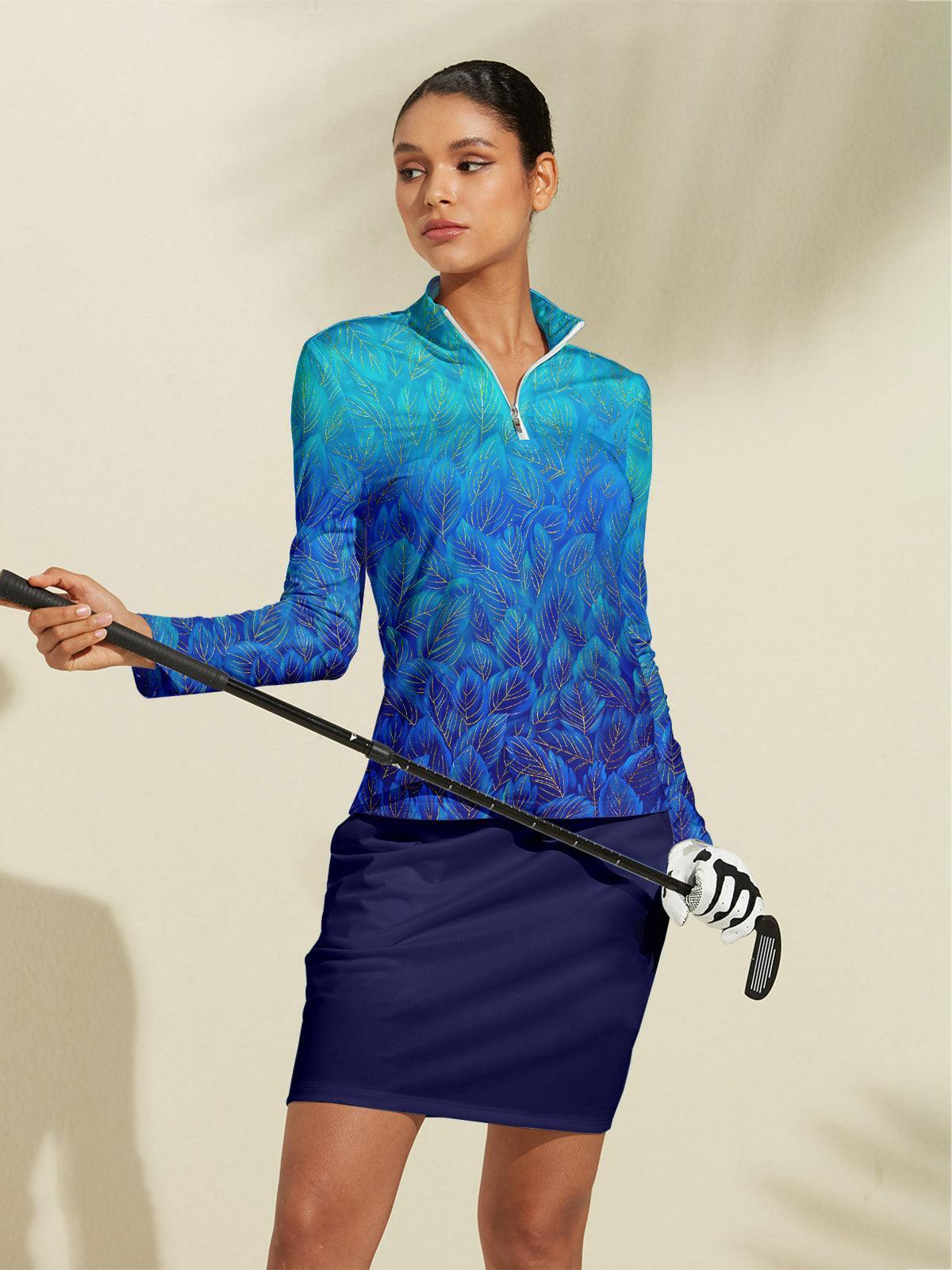 Playful Nautical Golf Shirt Quarterzip UPF50+ - Image 4