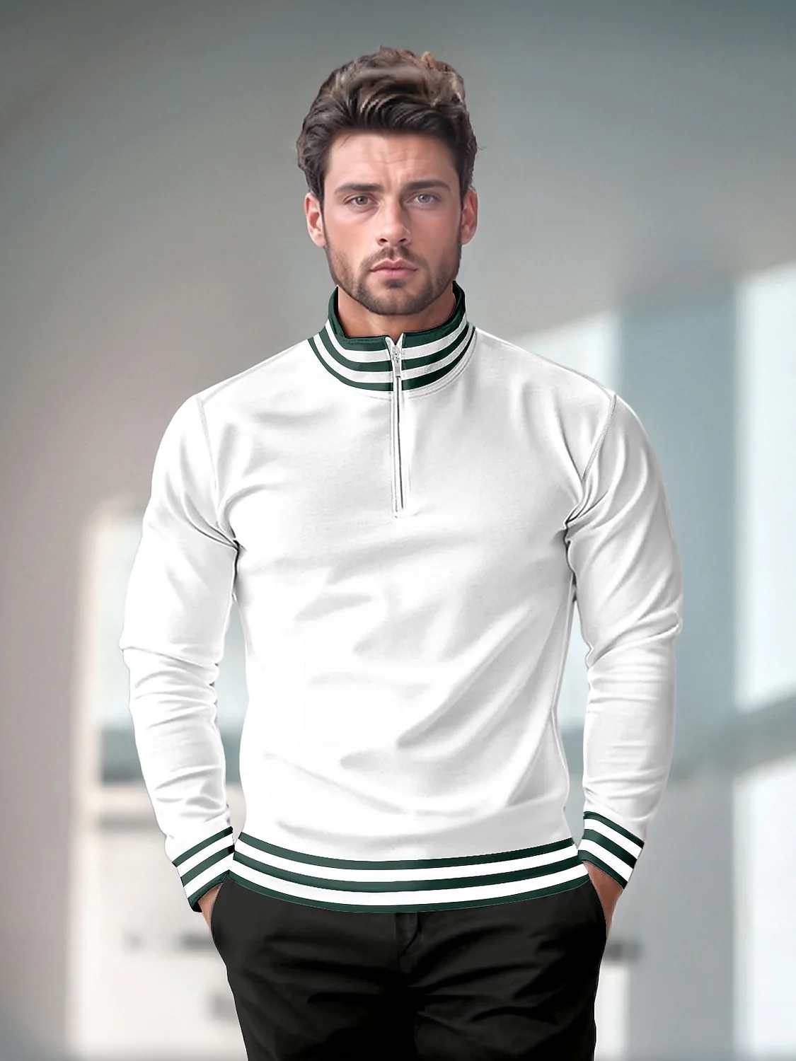 Playful Nautical Men's Golf Shirt Quarterzip UPF50+ - Image 23