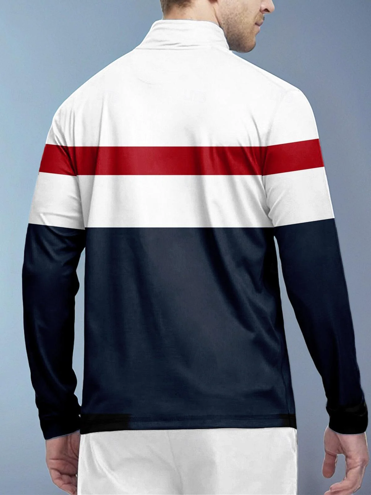 Playful Nautical Men's Golf Shirt Quarterzip UPF50+ - Image 3