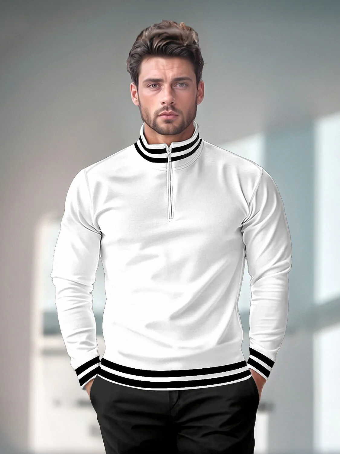 Playful Nautical Men's Golf Shirt Quarterzip UPF50+ - Image 17