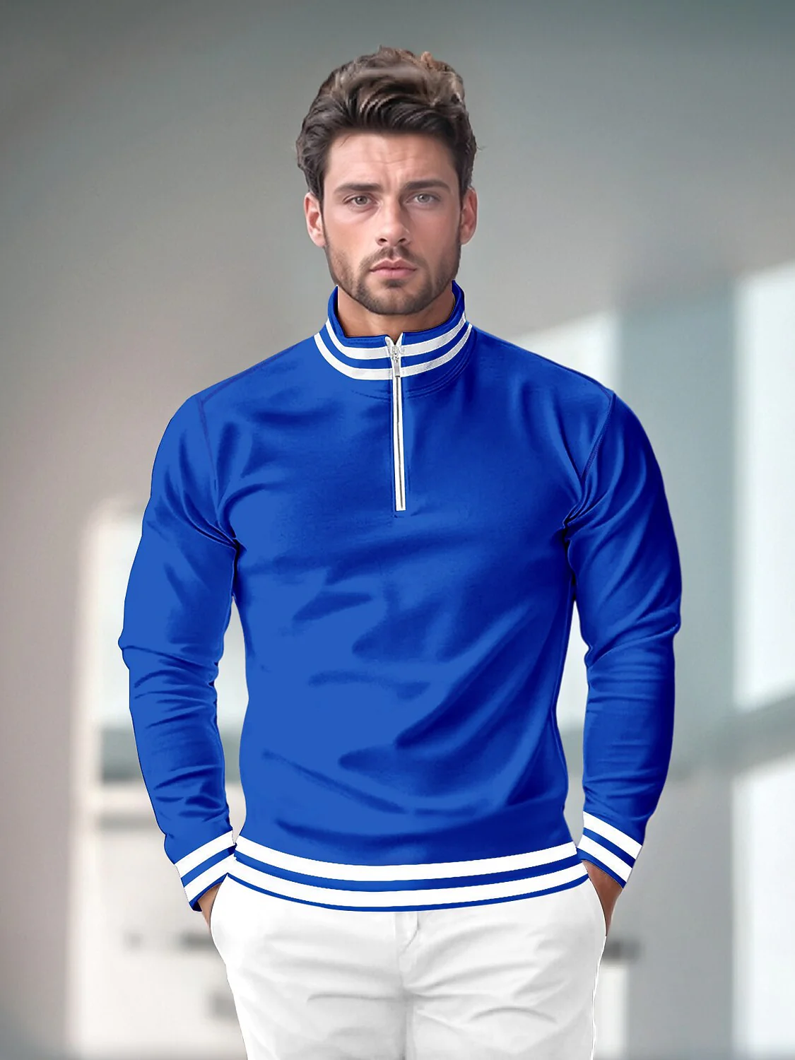 Playful Nautical Men's Golf Shirt Quarterzip UPF50+ - Image 9