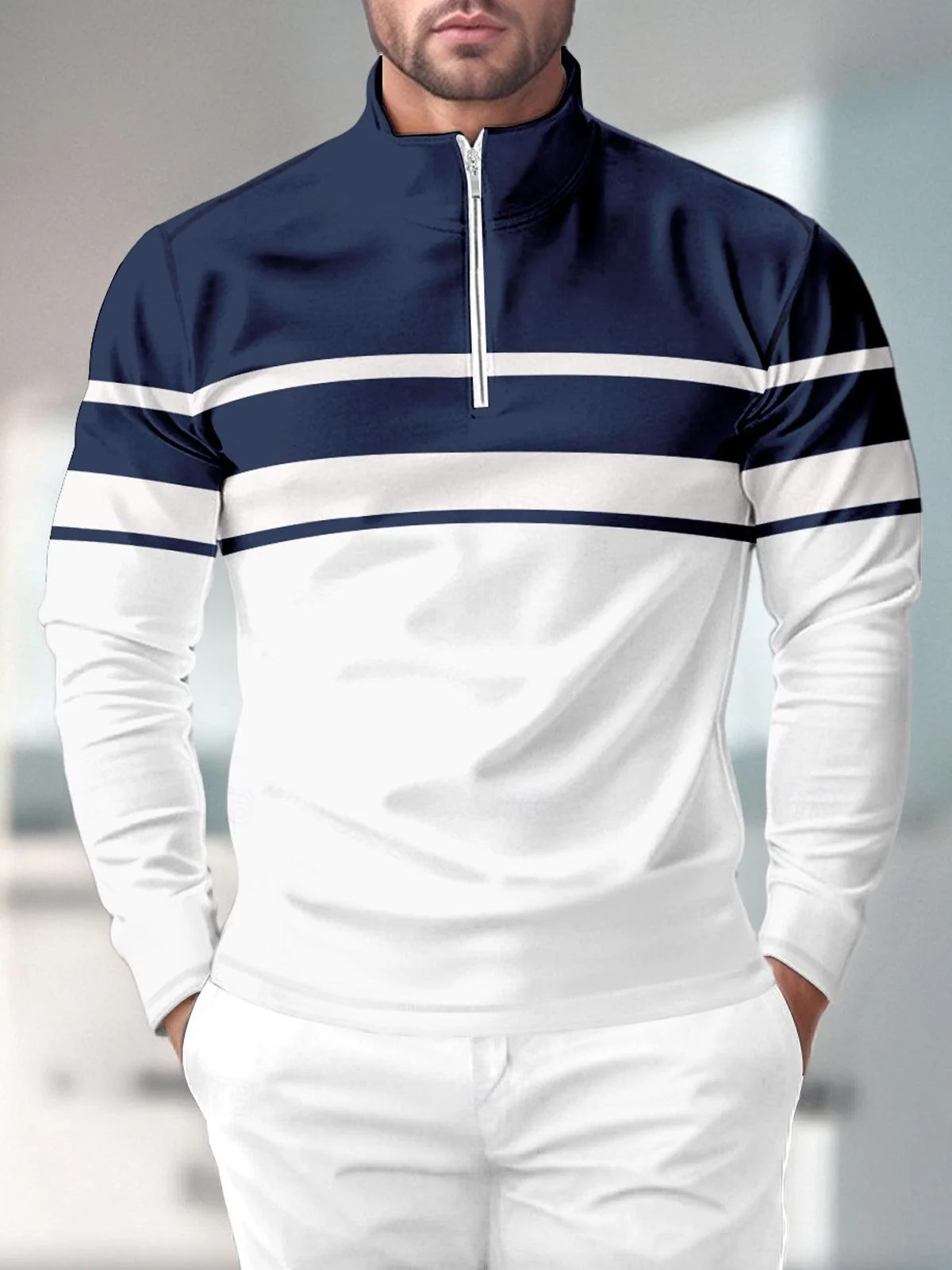 Playful Nautical Men's Golf Shirt Quarterzip UPF50+ - Image 5