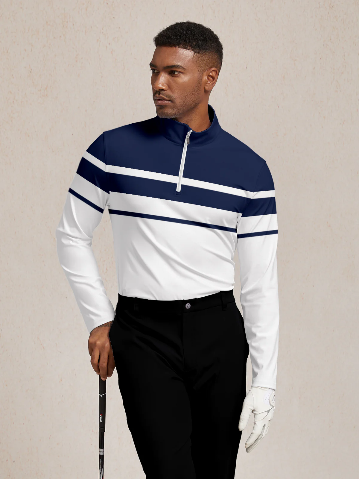 Playful Nautical Men's Golf Shirt Quarterzip UPF50+ - Image 6
