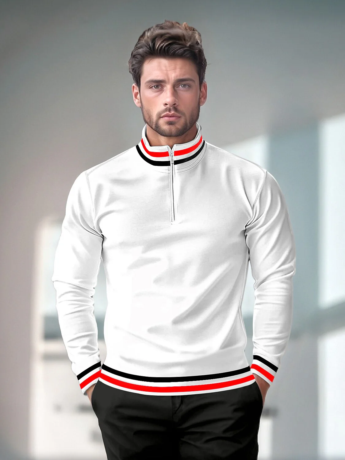 Playful Nautical Men's Golf Shirt Quarterzip UPF50+ - Image 22