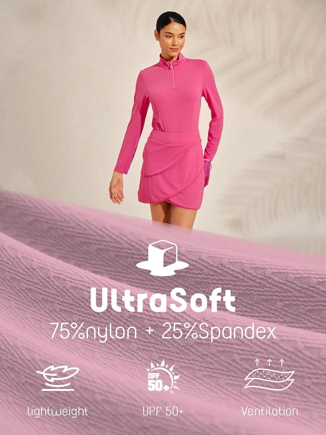 Ultrasoft Premium Long Sleeve Mock Neck Mesh Quarterzip UPF50+ - Image 40