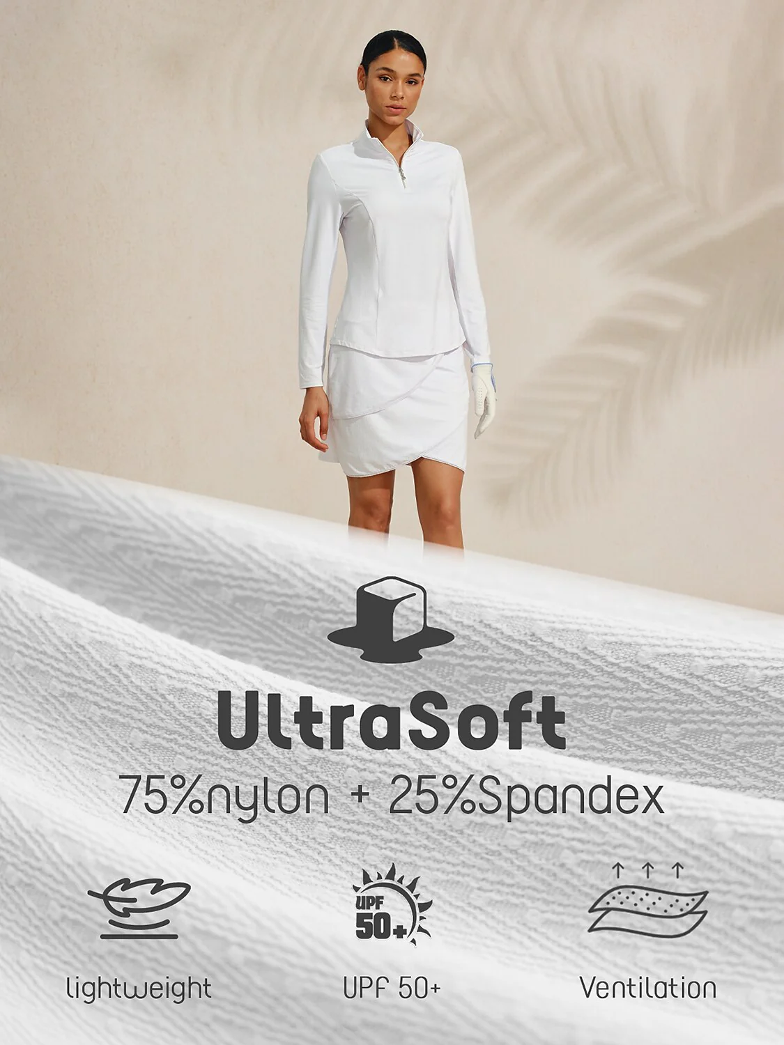 Ultrasoft Premium Long Sleeve Mock Neck Mesh Quarterzip UPF50+ - Image 75