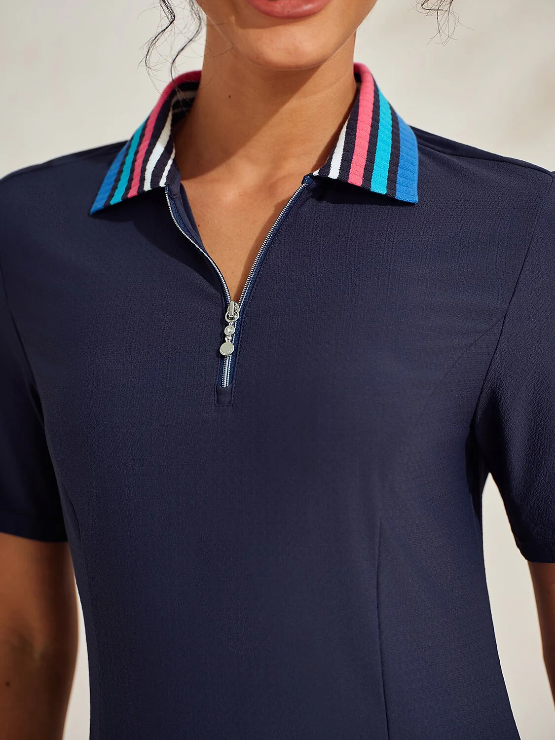 Ultrasoft Premium Short Sleeve Color Block Quarterzip UPF50+ - Image 3