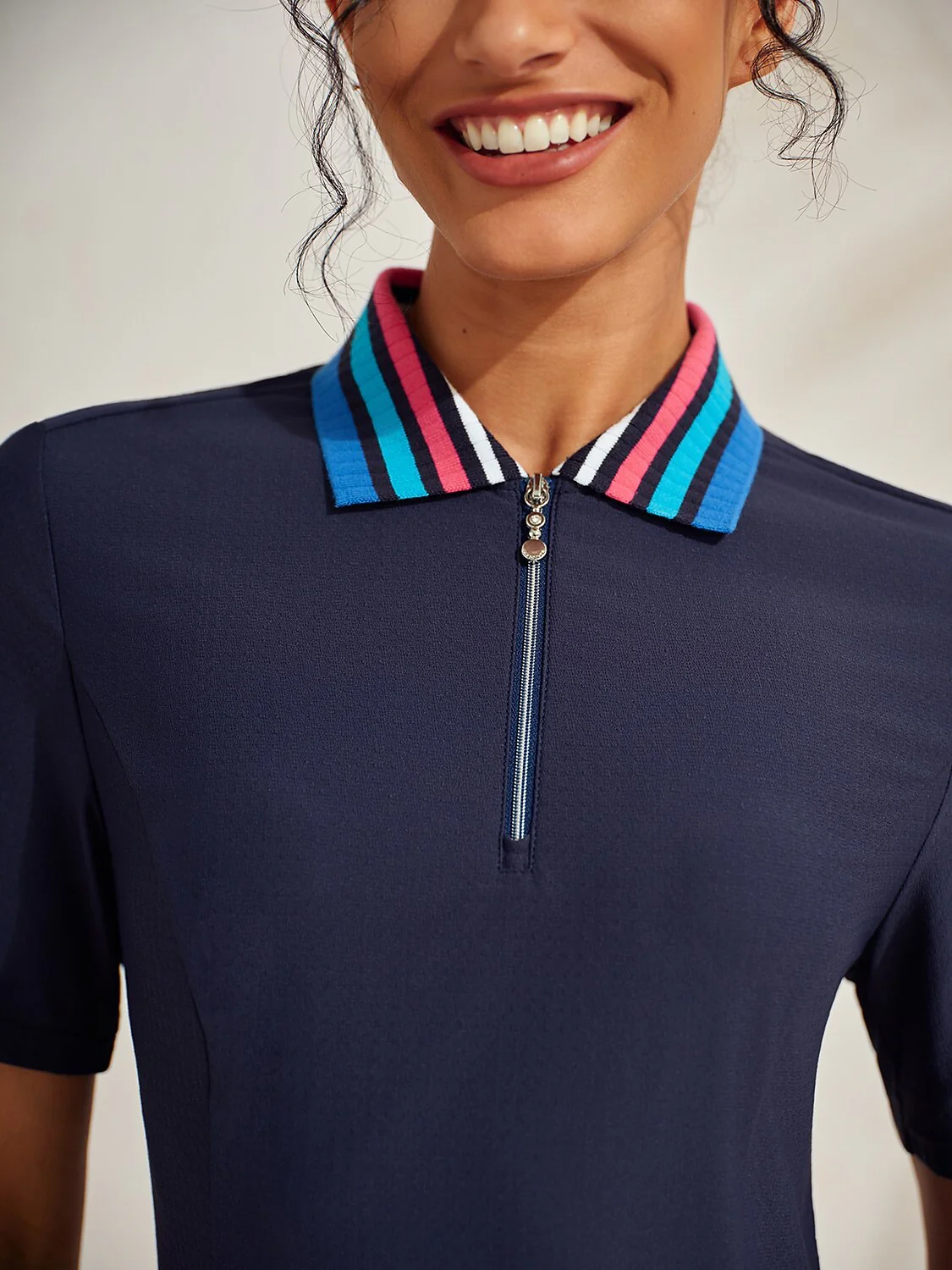 Ultrasoft Premium Short Sleeve Color Block Quarterzip UPF50+ - Image 4