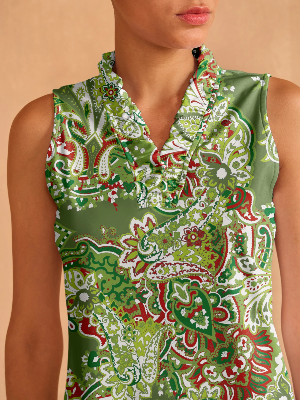 Pretty Feminine Ruffle V-Neck Tank Top UPF50+ - Image 5
