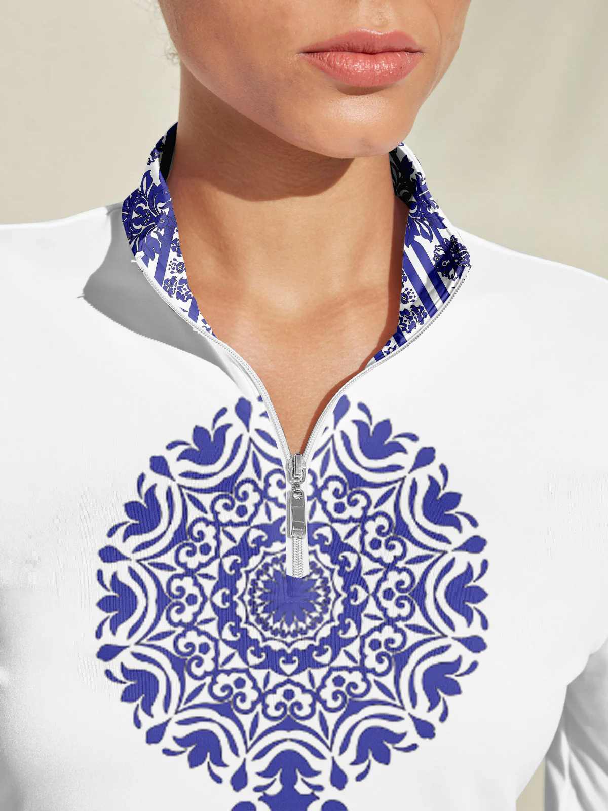 Pretty Feminine Silky Golf Shirt Quarterzip UPF50+ - Image 3