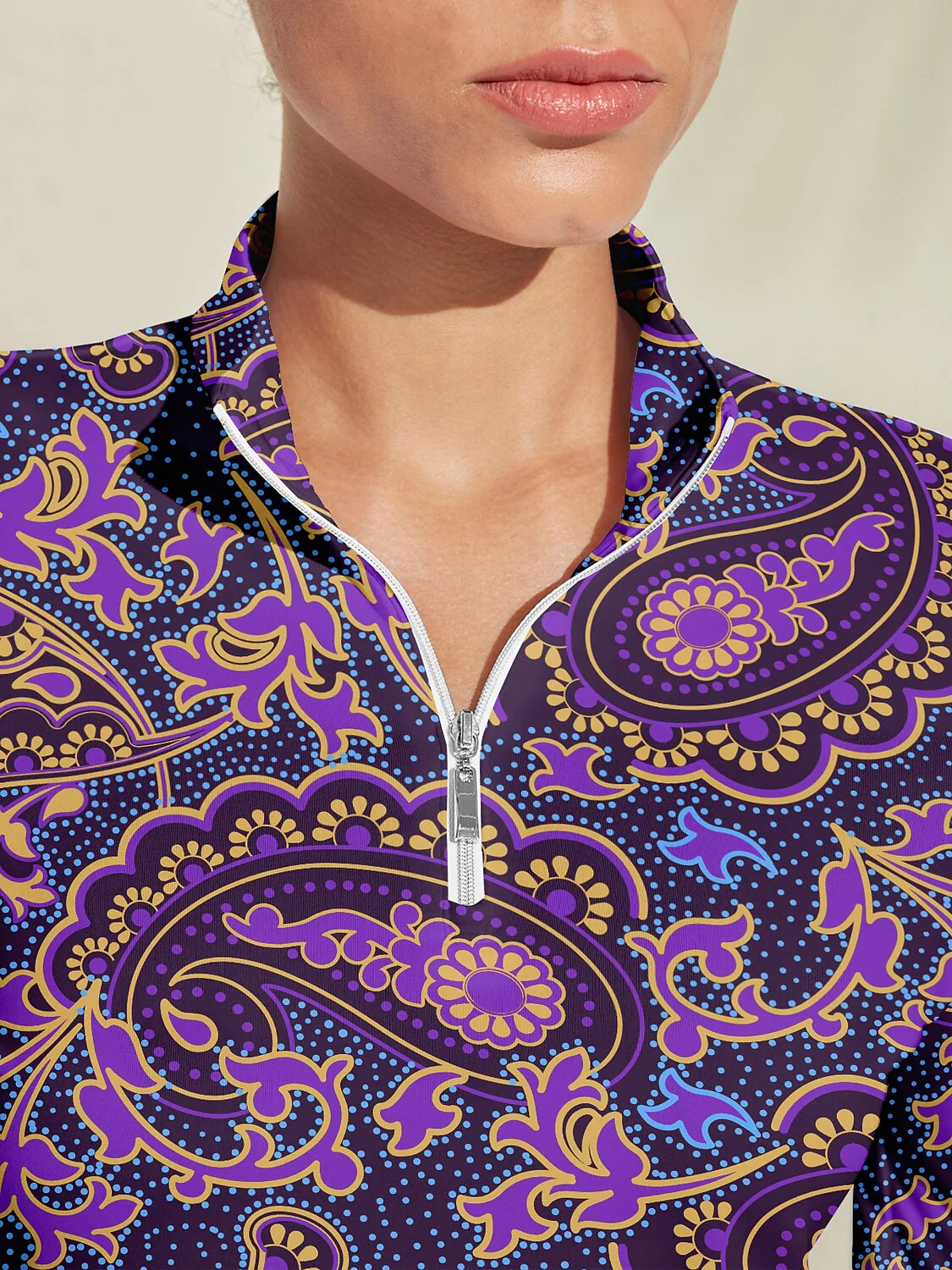 Pretty Feminine Silky Golf Shirt Quarterzip UPF50+ - Image 3