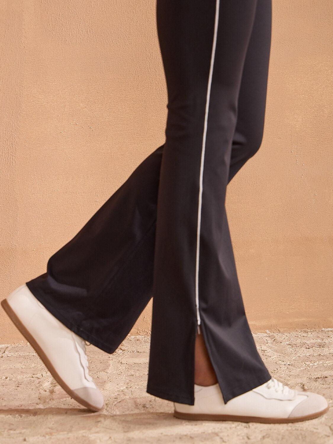 More Than Basic High Waist 35 Inch Trimmed Flared Pants - Image 6