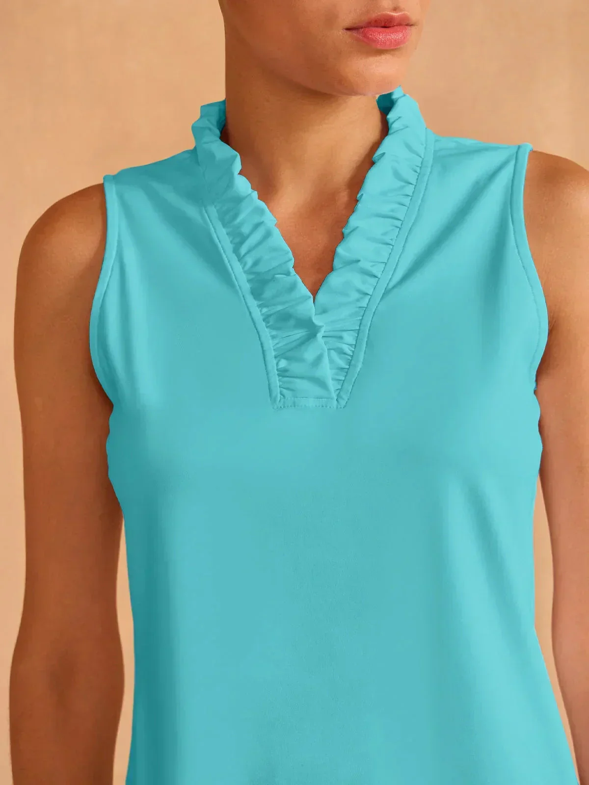 More Than Basic Ruffle V-Neck Tank Top UPF50+ - Image 69
