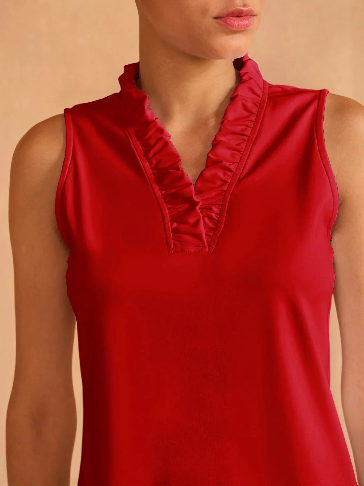 More Than Basic Ruffle V-Neck Tank Top UPF50+ - Image 86