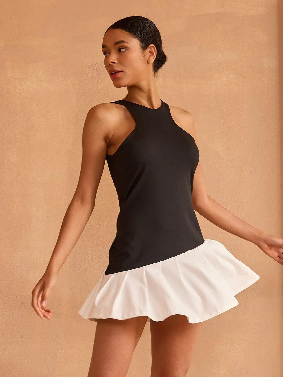 More Than Basic Sleeveless Racerback Ruffle 32.5 Inch Mini Dress - Image 3