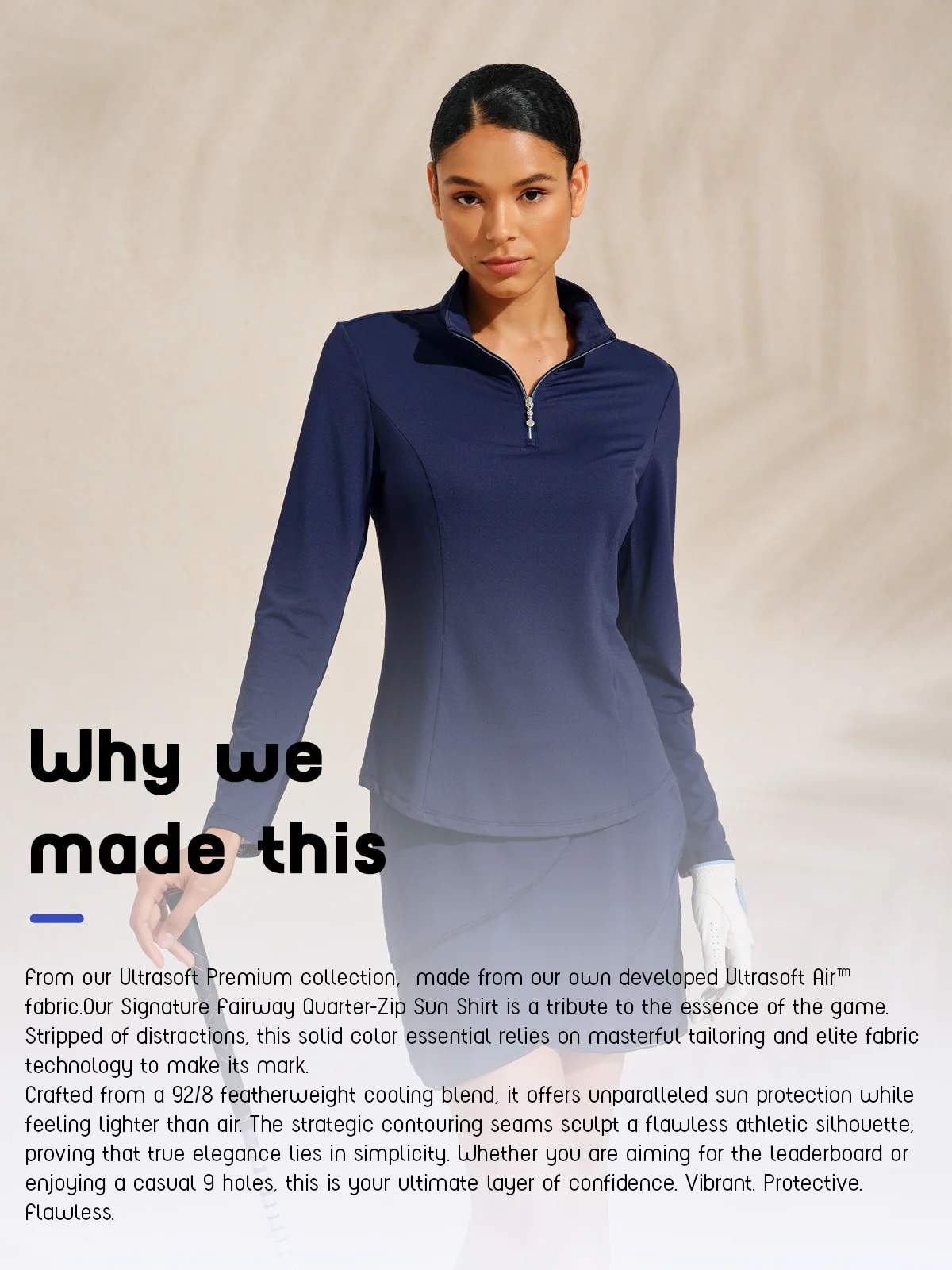Ultrasoft Premium Long Sleeve Mock Neck Mesh Quarterzip UPF50+ - Image 3