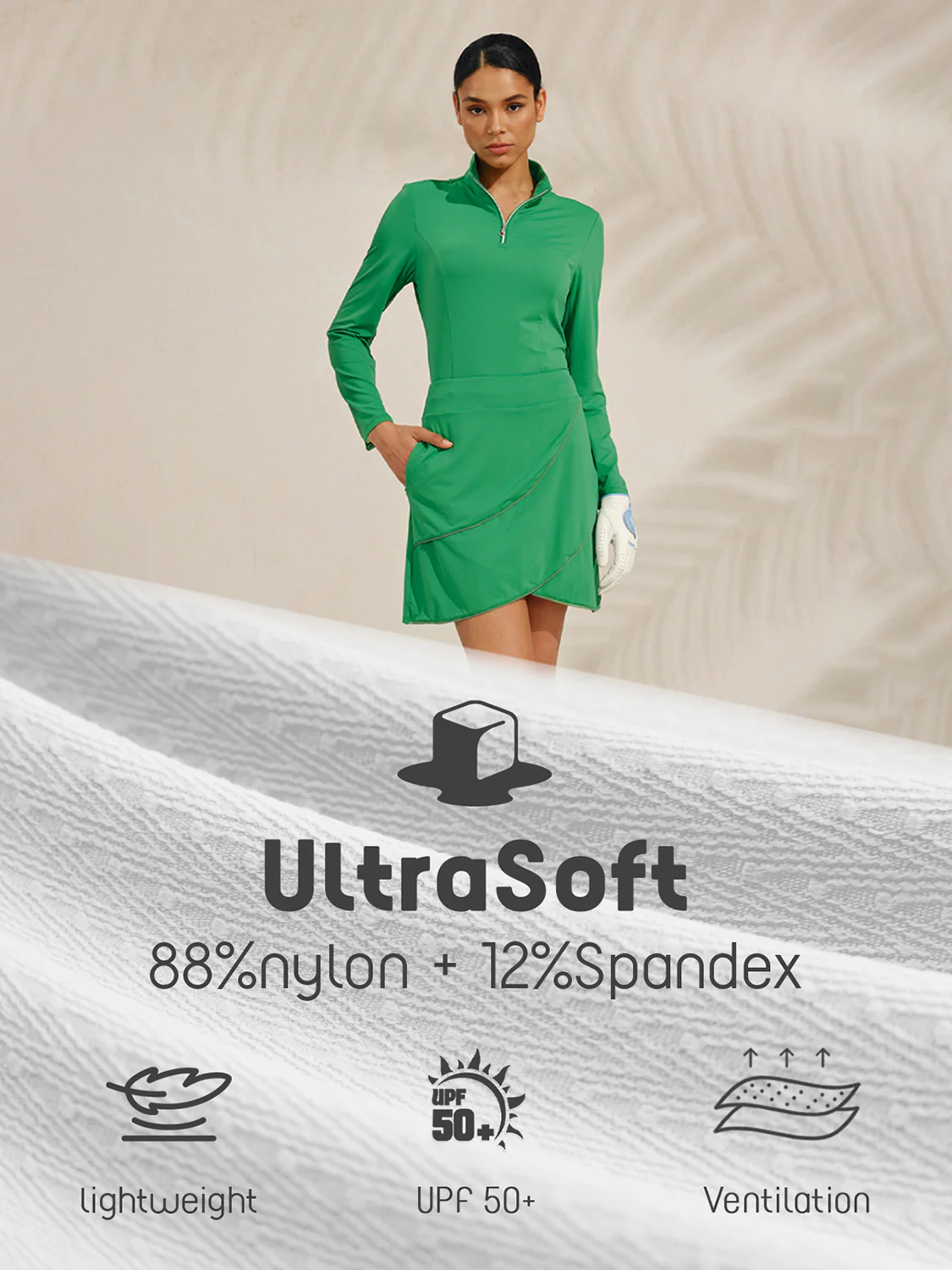 Ultrasoft Premium Long Sleeve Mock Neck Mesh Quarterzip UPF50+ - Image 4