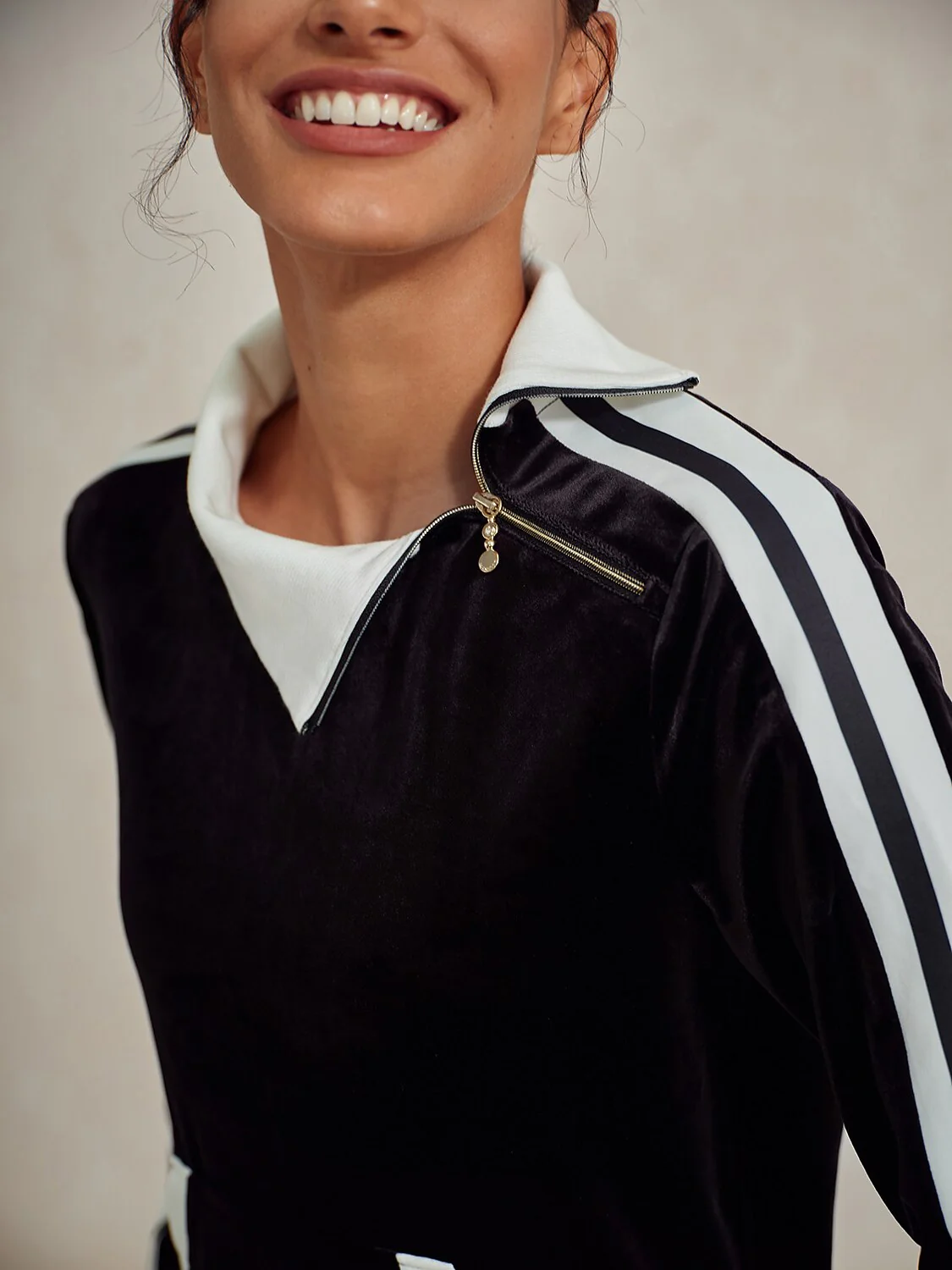 UltraSoft Velvet Long Sleeve Asymmetrical Collar Sweatshirt - Image 3