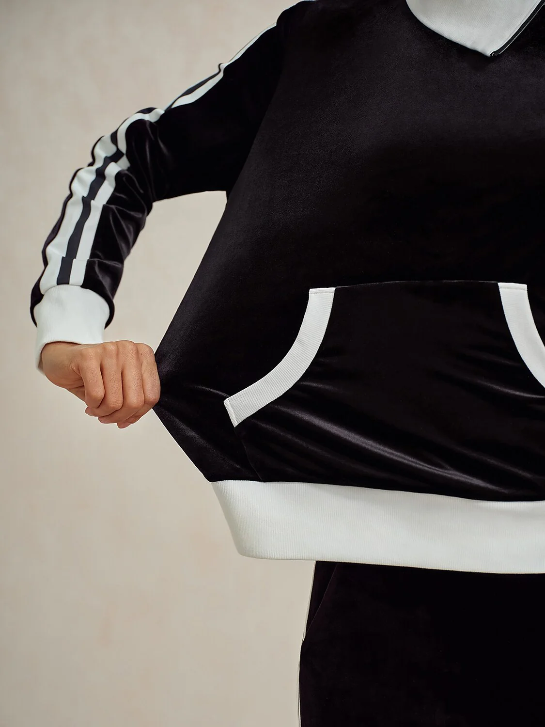 UltraSoft Velvet Long Sleeve Asymmetrical Collar Sweatshirt - Image 4