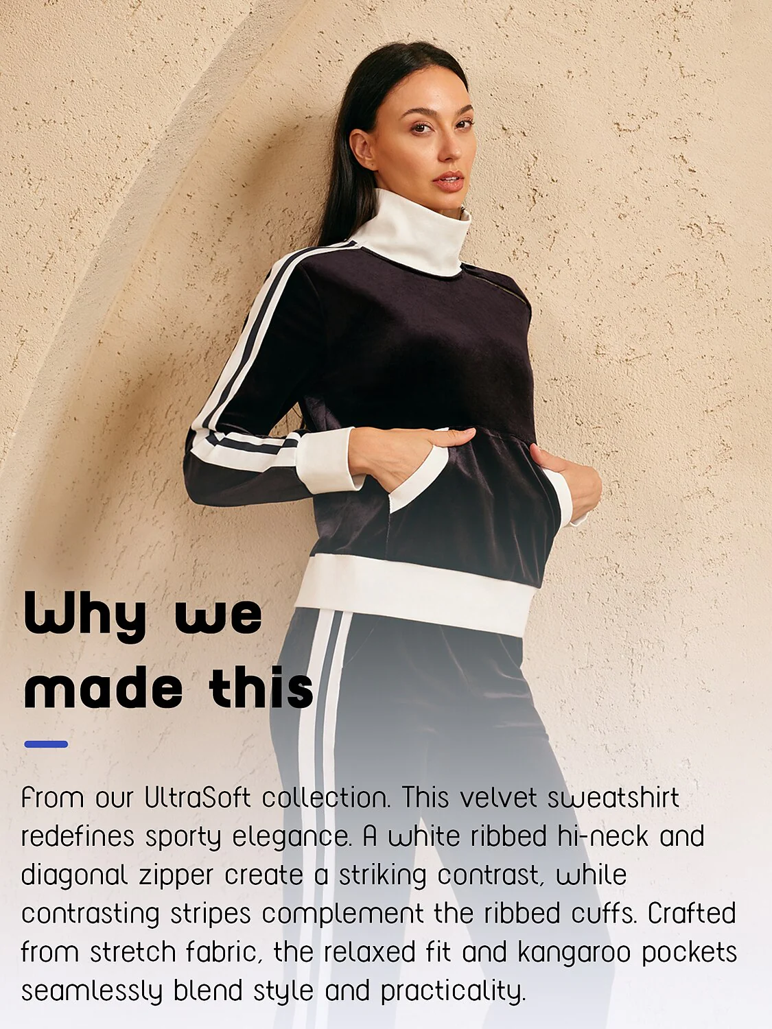 UltraSoft Velvet Long Sleeve Asymmetrical Collar Sweatshirt - Image 5