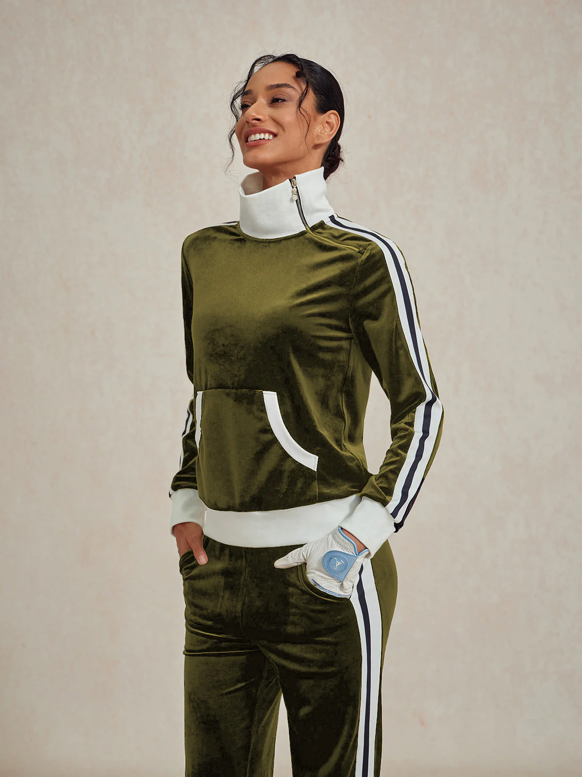 UltraSoft Velvet Long Sleeve Asymmetrical Collar Sweatshirt - Image 10