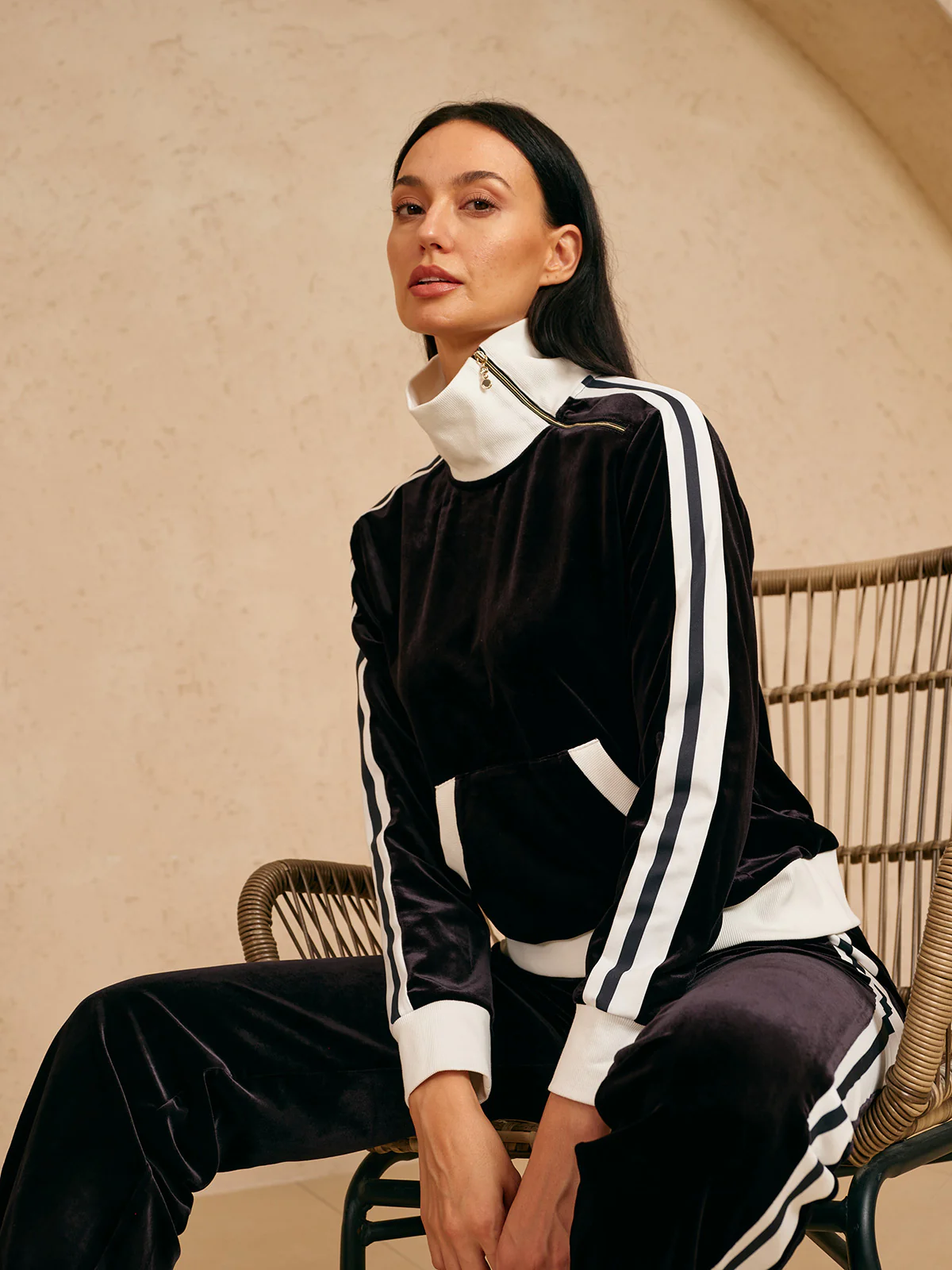 UltraSoft Velvet Long Sleeve Asymmetrical Collar Sweatshirt - Image 15