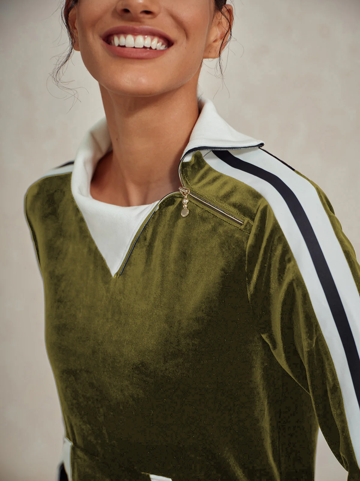UltraSoft Velvet Long Sleeve Asymmetrical Collar Sweatshirt - Image 3