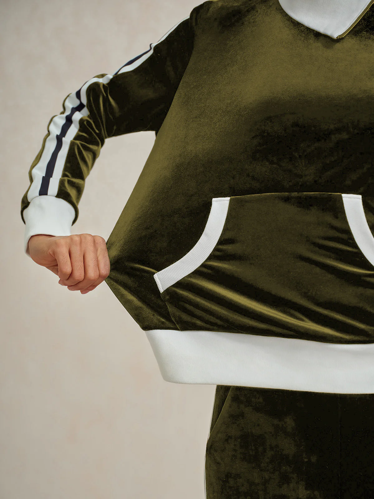 UltraSoft Velvet Long Sleeve Asymmetrical Collar Sweatshirt - Image 4