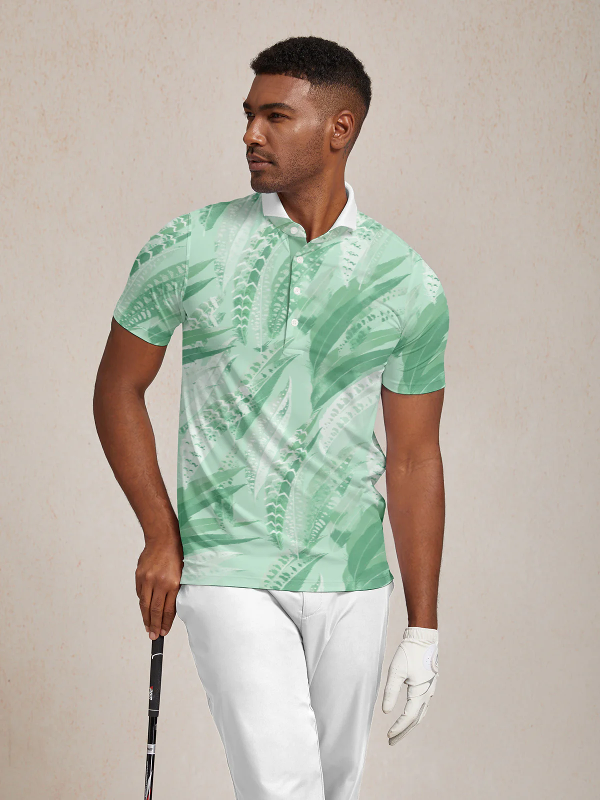 Wildlife Party Men's Ribbed Collar Polo Top UPF50+ - Image 5