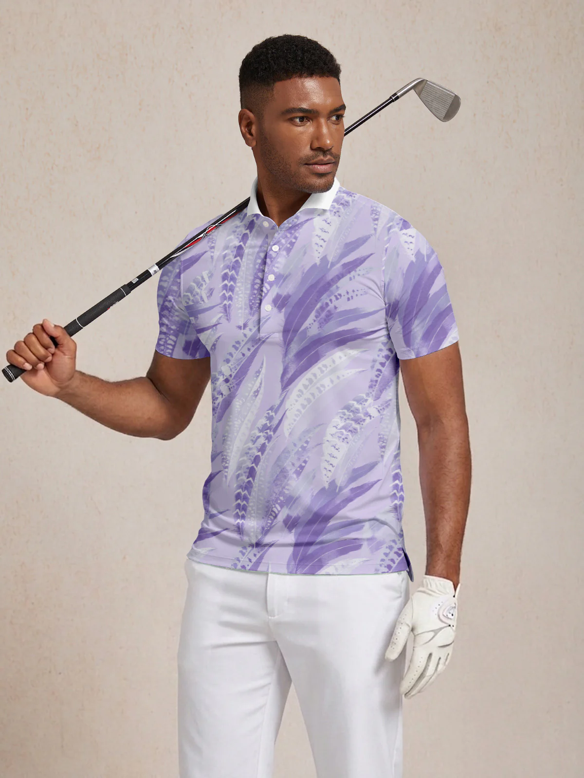 Wildlife Party Men's Ribbed Collar Polo Top UPF50+ - Image 13