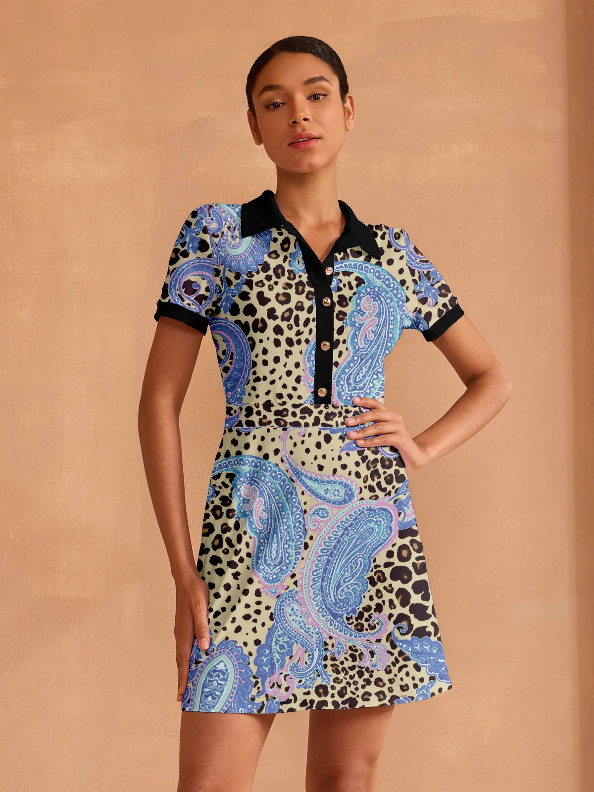 Wildlife Party Short Sleeve A-Line 36.5 Inch Dress