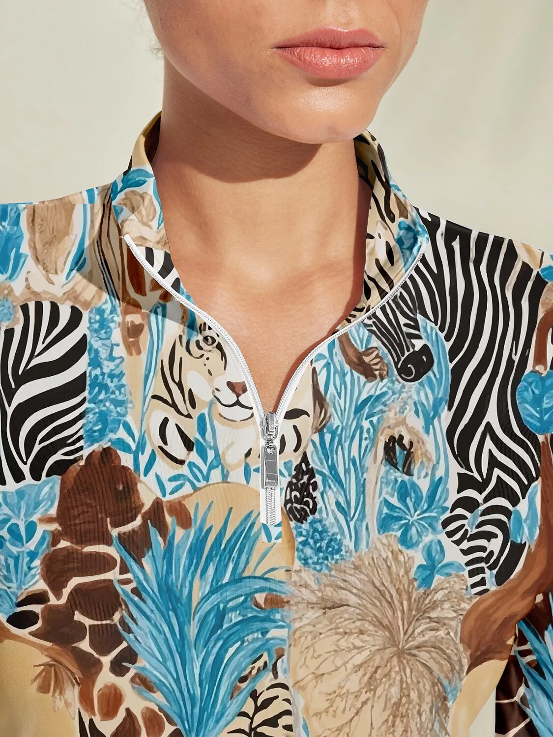 Wildlife Party Silky Golf Shirt Quarterzip UPF50+ - Image 3
